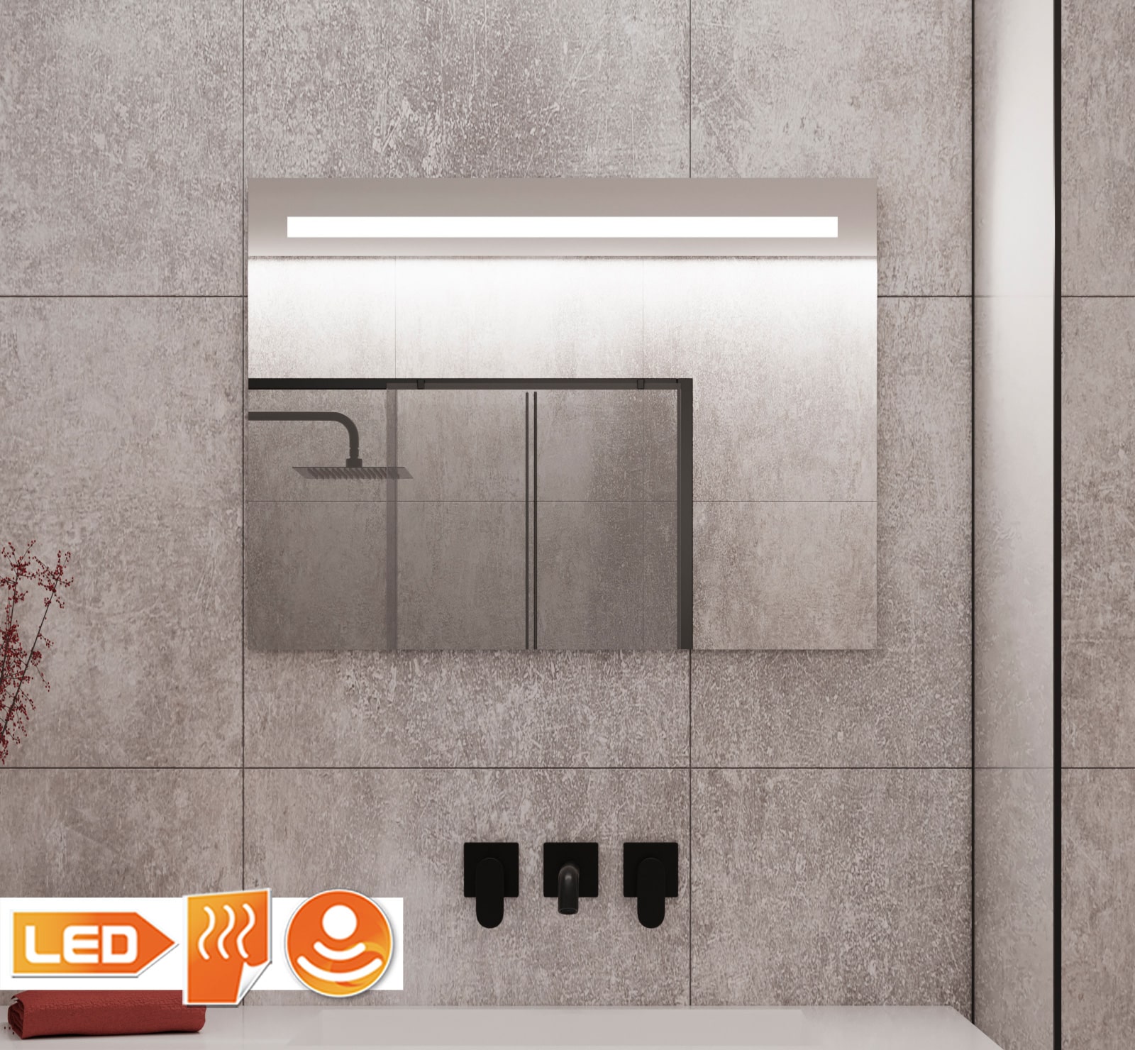 Badkamerspiegel met LED verlichting, verwarming, sensor en dimfunctie 80x60 cm Designspiegels