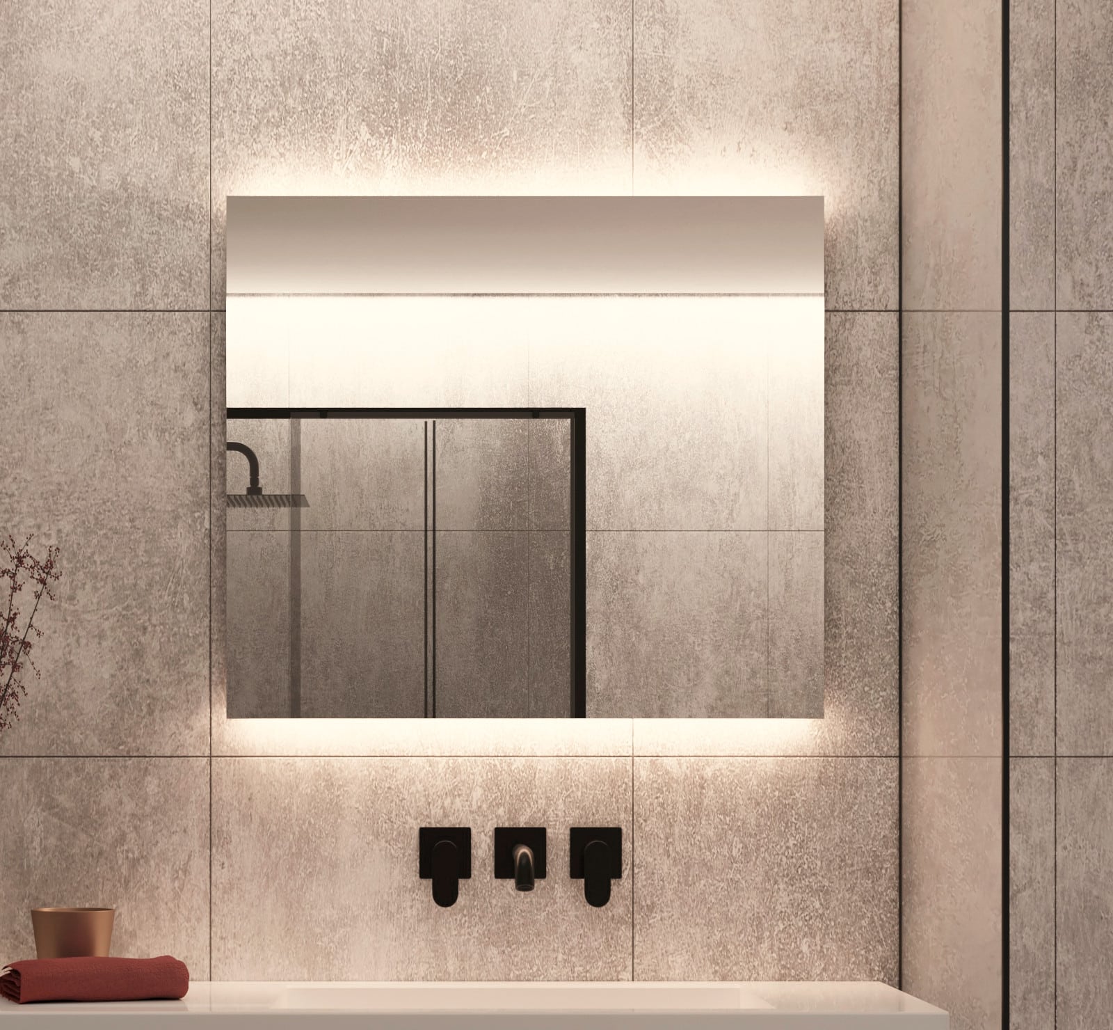 Badkamerspiegel met indirecte verlichting, verwarming, sensor en 80x60 cm - Designspiegels