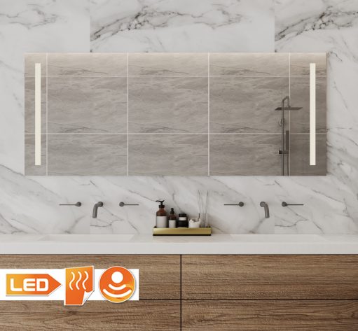 140 cm brede badkamer spiegel met verlichting verwarming en dimmer