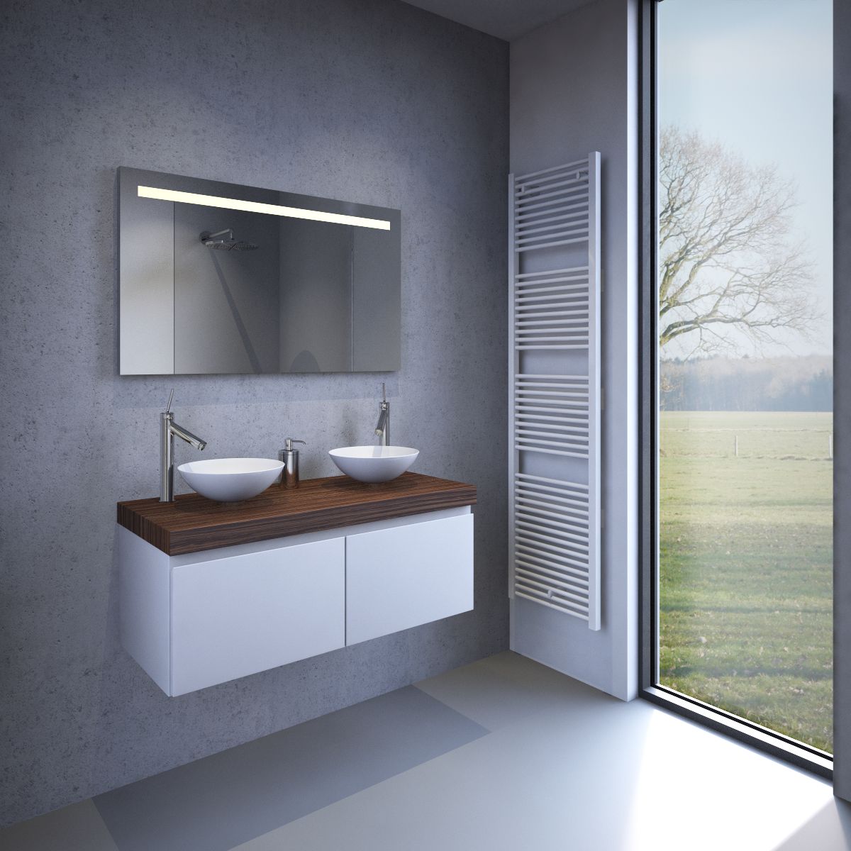 Badkamer spiegel met stopcontact, verlichting en spiegel verwarming ... Badkamer spiegel met stopcontact, verlichting en spiegel verwarming ...