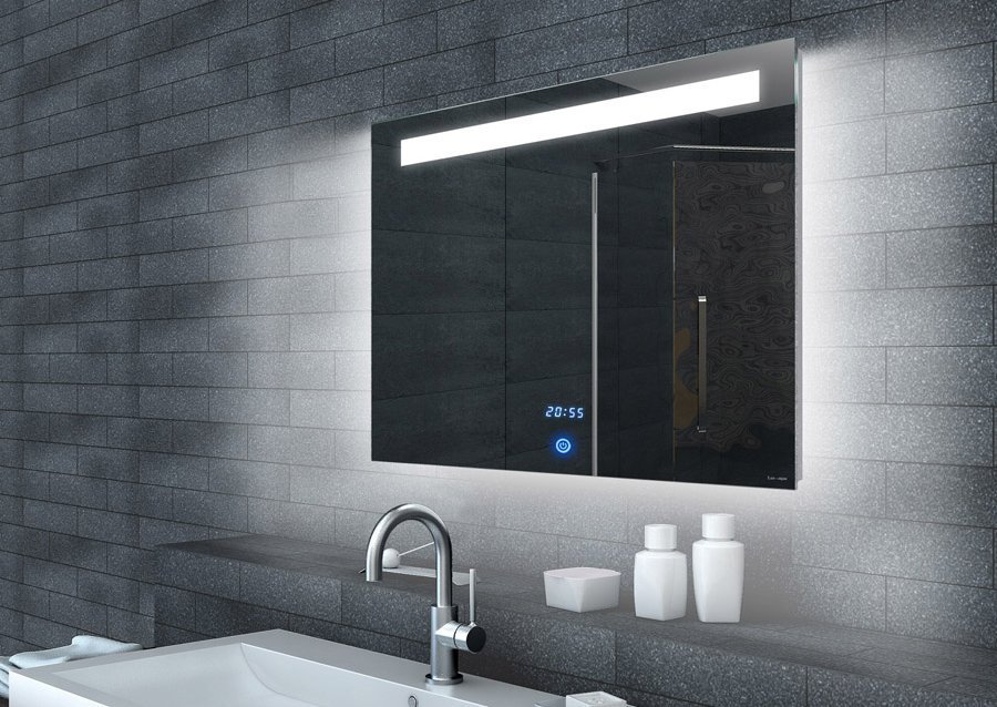 LED spiegel met touch schakelaar en digitale klok 80x65 cm ... LED spiegel met touch schakelaar en digitale klok 80x65 cm ...