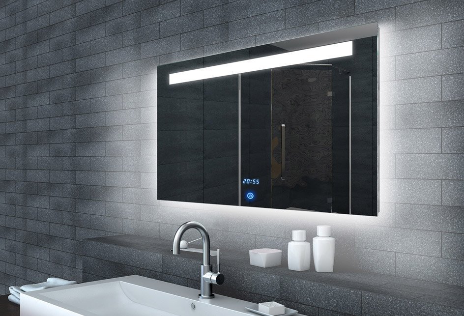LED spiegel met touch schakelaar en digitale klok 100x65 cm ... LED spiegel met touch schakelaar en digitale klok 100x65 cm ...