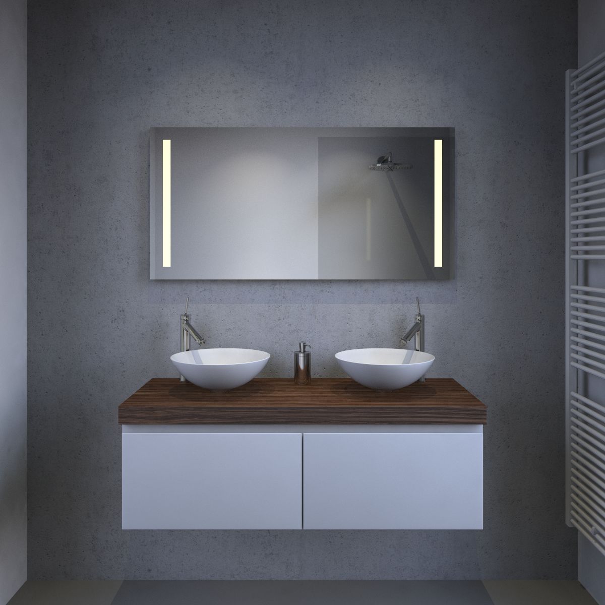 120 cm brede badkamerspiegel met spiegelverwarming