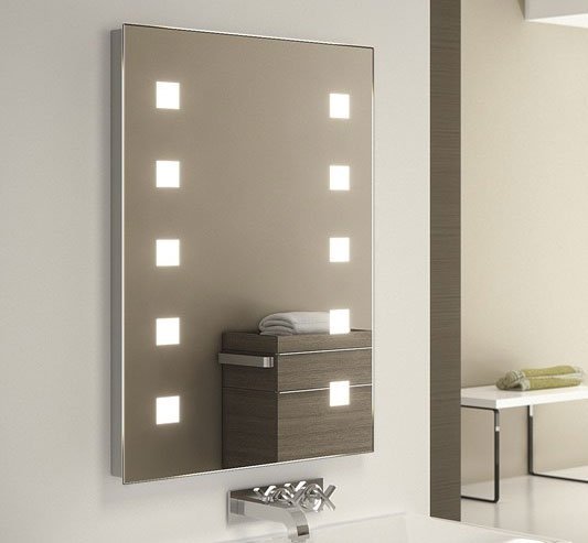 Badkamerspiegel met design verlichting en spiegelverwarming 50x70 cm ... Badkamerspiegel met design verlichting en spiegelverwarming 50x70 cm ...