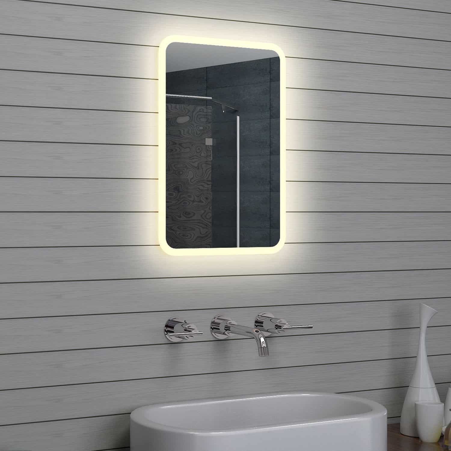 Onbemand Benadering Beroep Badkamerspiegel met LED verlichting en afgeronde hoeken 50x70 cm -  Designspiegels