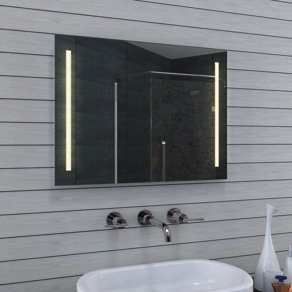 Badkamerspiegel met LED verlichting, schakelaar en instelbare lichtkleur 80x60 cm Designspiegels