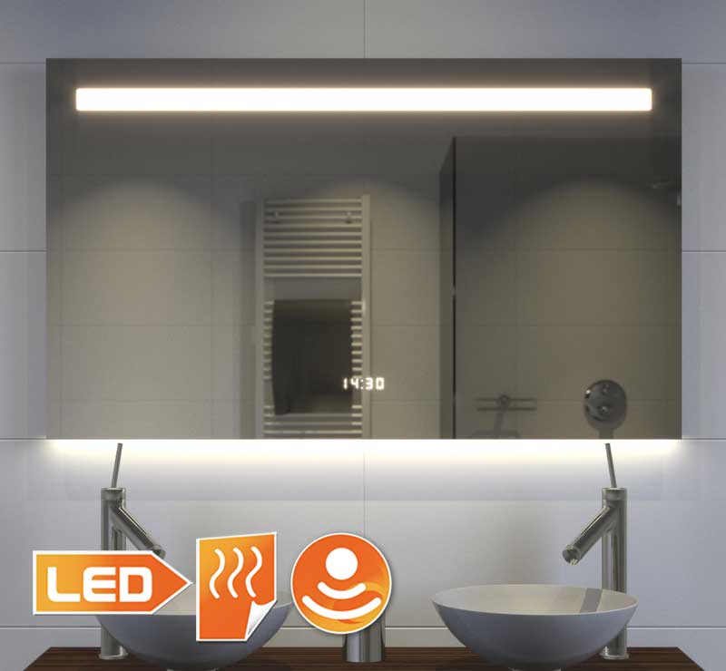 Design badkamerspiegel met klok verlichting en verwarming 100x60 cm ... Design badkamerspiegel met klok verlichting en verwarming 100x60 cm ...
