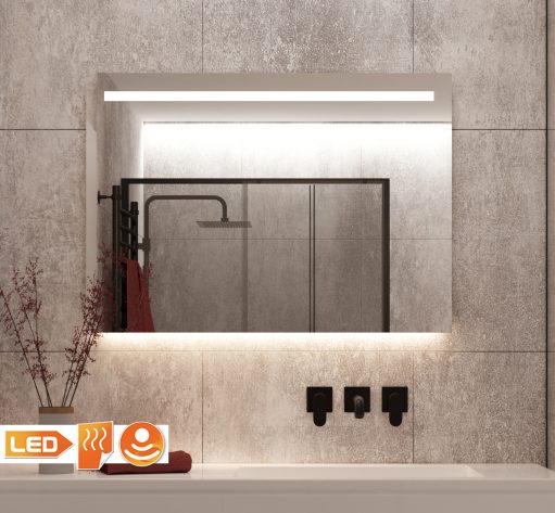 Praktische badkamer LED spiegel met spiegelverwarming