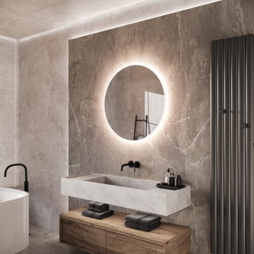 Deze ronde design spiegel is eenvoudig aan de wand te monteren met de meegeleverde montage materialen