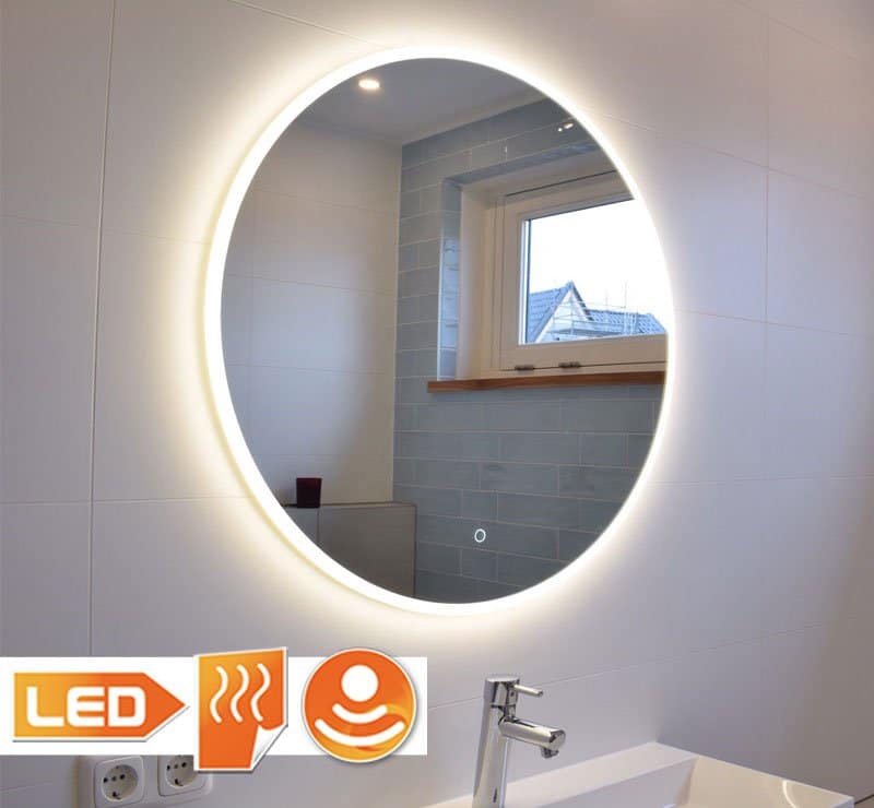 Absorberen Het kantoor ademen Ronde badkamerspiegel met LED verlichting, verwarming, touch sensor en dimfunctie 60x60 cm - Designspiegels Absorberen Het kantoor ademen Ronde badkamerspiegel met LED verlichting, verwarming, touch sensor en dimfunctie 60x60 cm - Designspiegels