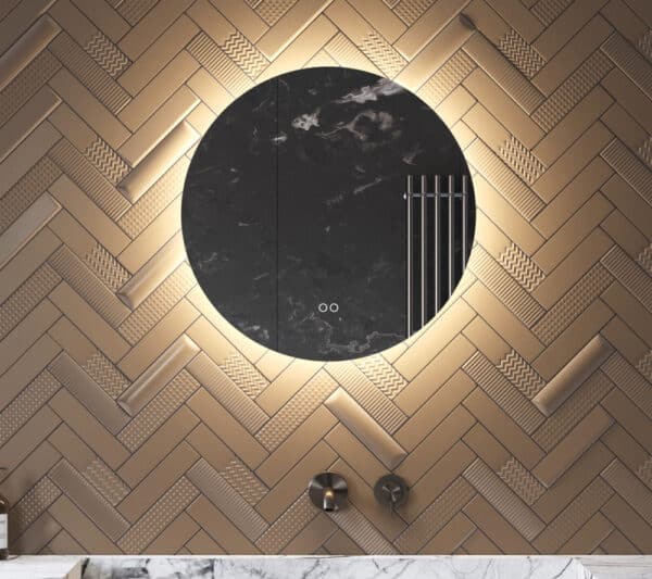 Deze 60 cm ronde badkamer spiegel is van alle gemakken voorzien, zoals: ambient verlichting, spiegelverwarming, dimfunctie en instelbare lichtkleur
