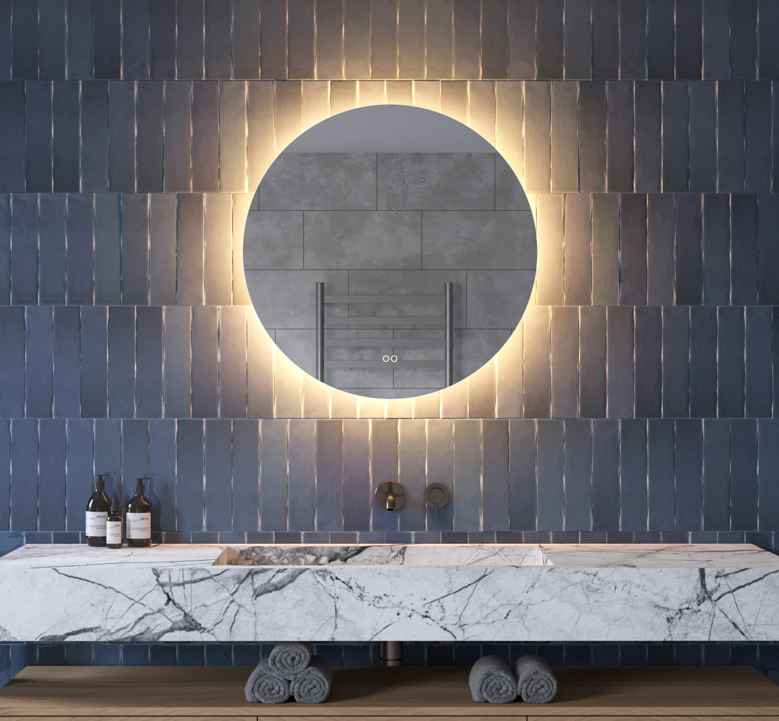 STARLEAD 90 cm ronde badkamerspiegel met verlichting en bluetooth