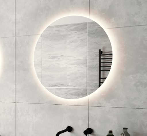 alleen veiligheid Alsjeblieft kijk Ronde badkamerspiegel met indirecte verlichting, verwarming, touch sensor en dimfunctie 60x60 cm - Designspiegels alleen veiligheid Alsjeblieft kijk Ronde badkamerspiegel met indirecte verlichting, verwarming, touch sensor en dimfunctie 60x60 cm - Designspiegels