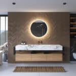 De geïntegreerde spiegelverwarming voorkomt condens vorming op de spiegel na bv het douchen, handig!