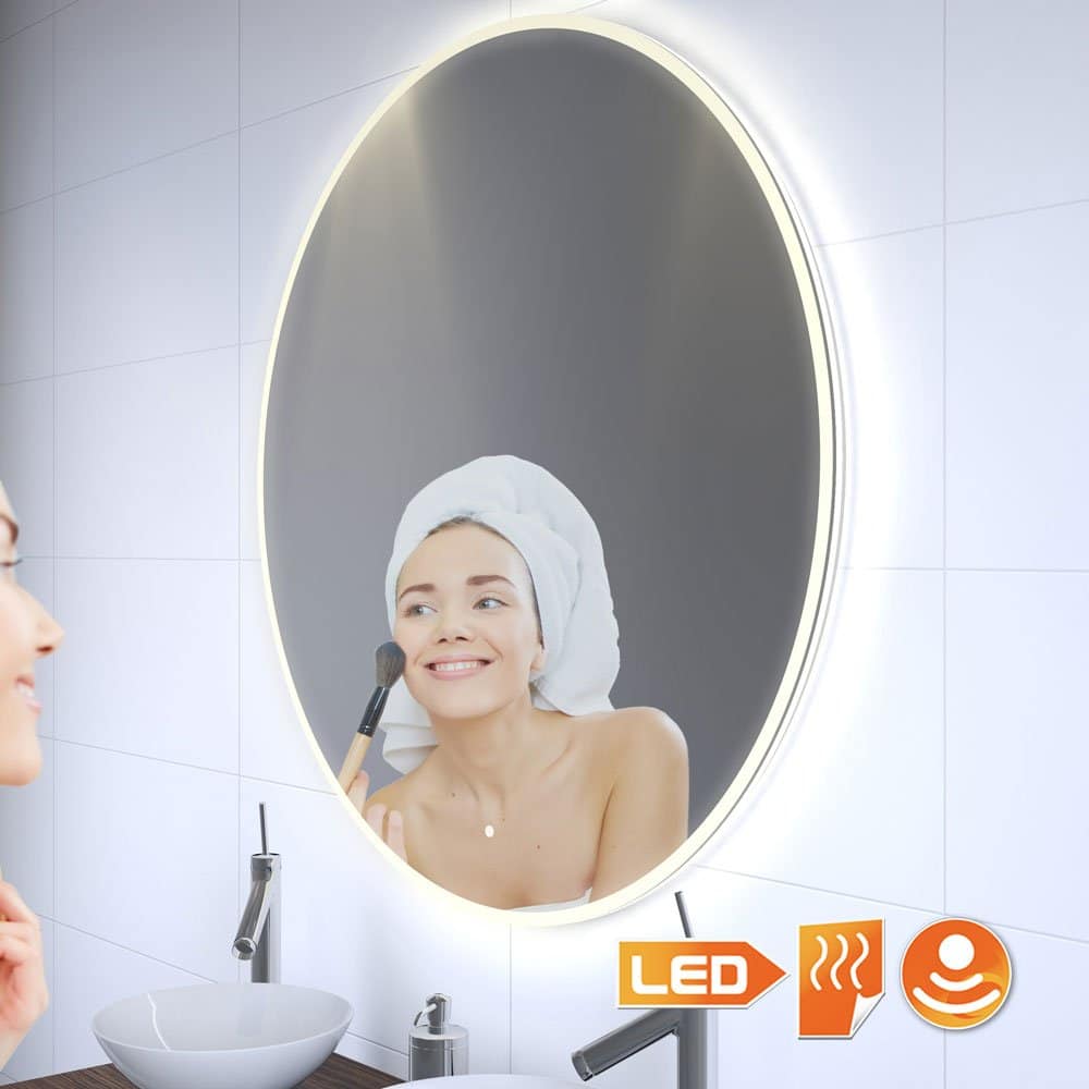 Deze ronde badkamer spiegel van 100 cm heeft rondom verlichting dus ideaal bij het scheren of make-uppen!