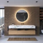 De geïntegreerde spiegelverwarming voorkomt condens vorming op de spiegel na bv het douchen, handig!