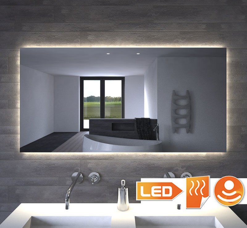 eindeloos gloeilamp Fabriek Badkamerspiegel met indirecte verlichting, verwarming, touch sensor en dimfunctie 120x70 cm - Designspiegels eindeloos gloeilamp Fabriek Badkamerspiegel met indirecte verlichting, verwarming, touch sensor en dimfunctie 120x70 cm - Designspiegels