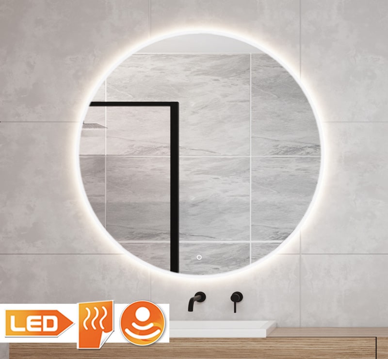 Hallo Scorch omringen Ronde badkamerspiegel met LED verlichting, verwarming, touch sensor en  dimfunctie 120x120 cm - Designspiegels