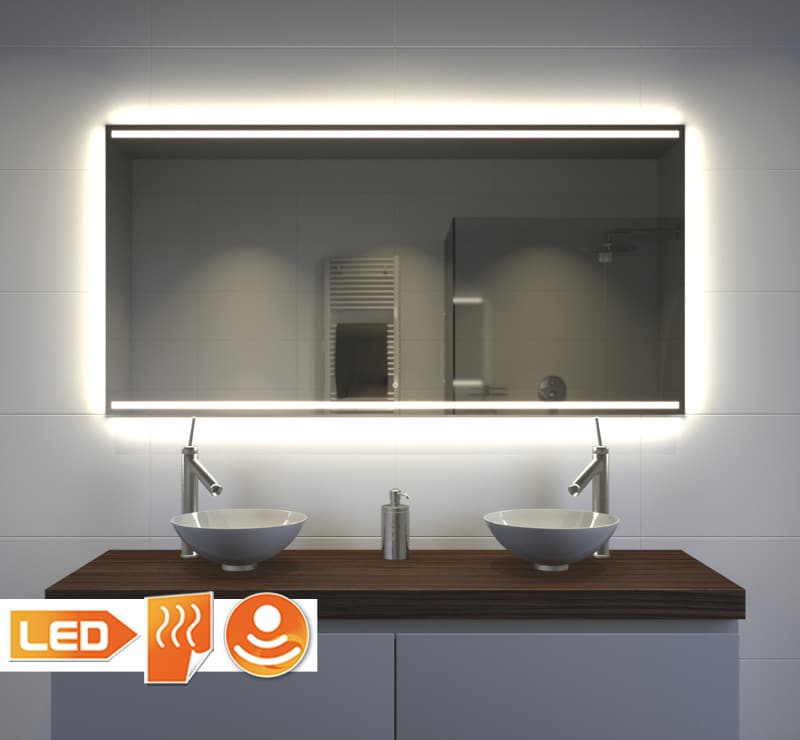 Badkamerspiegel met LED verlichting, verwarming, touch sensor en dimfunctie 120x70 cm