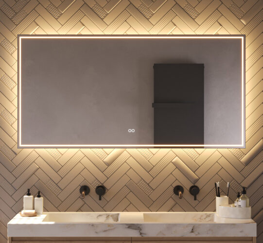 Deze populaire 140 cm brede badkamer spiegel is van alle gemakken voorzien, zoals: verlichting, spiegelverwarming, dimfunctie en een instelbare lichtkleur