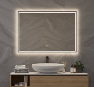 Stijlvolle badkamerspiegel met LED verlichting, verwarming, touch sensor, instelbare lichtkleur en dimfunctie 100x70 cm