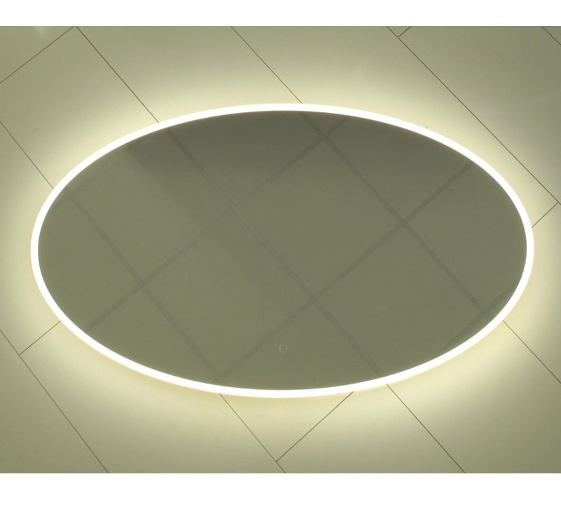 Trendy ovalen badkamerspiegel met verlichting en spiegelverwarming