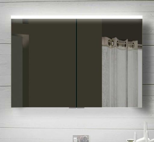 100 cm brede badkamer spiegelkast met 2 dubbelzijdig gespiegelde deuren