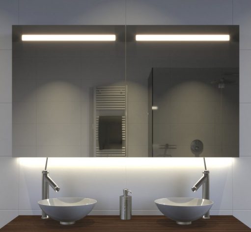 uitvinding Vervagen nationale vlag Aluminium badkamer spiegelkast met LED verlichting, verwarming, sensor en  stopcontact 120x70 cm - Designspiegels