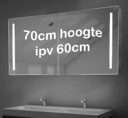 Populaire 120 cm brede aluminium spiegelkast met vele gemakken, zoals geïntegreerde verlichting en verwarming