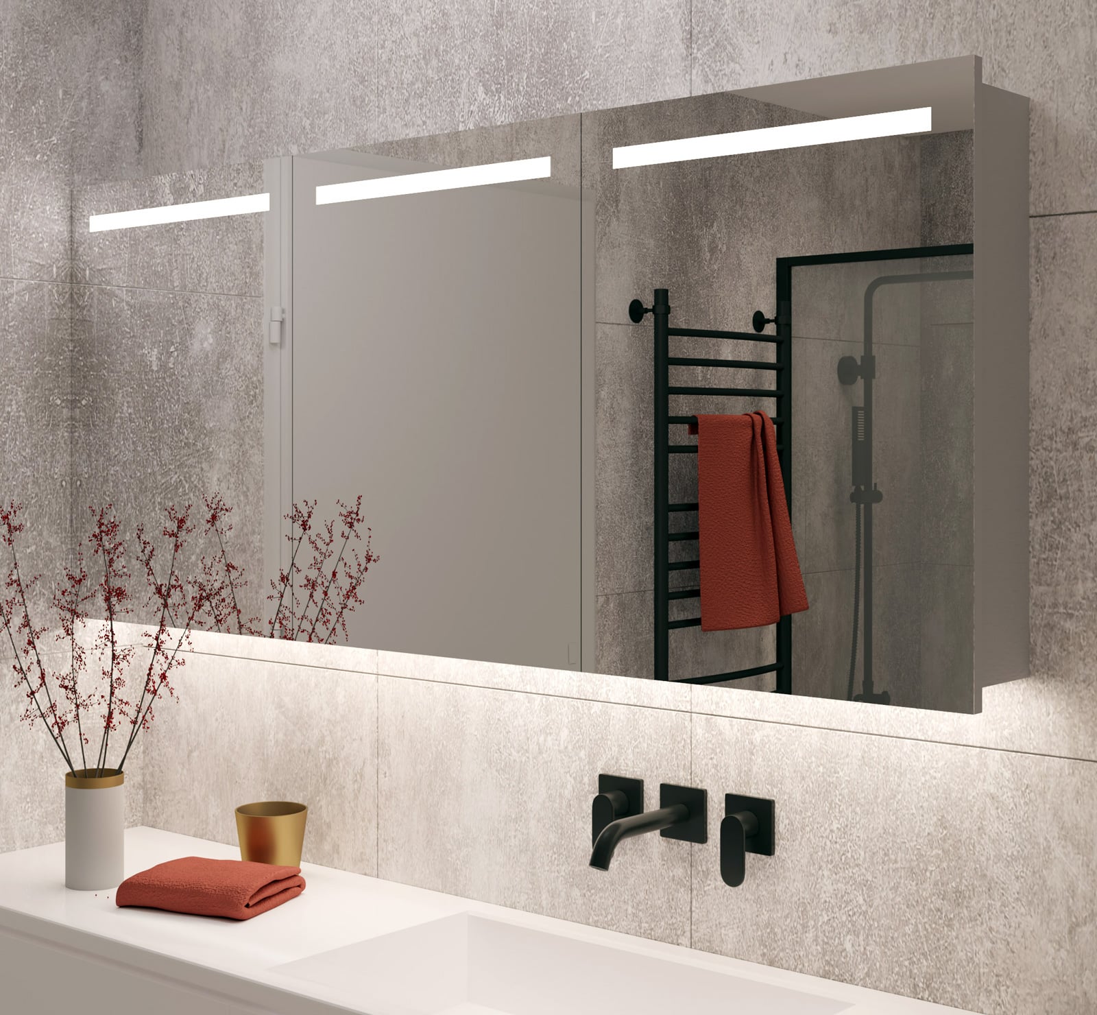 Aluminium badkamer spiegelkast LED verlichting, sensor en 160 x 70 cm Designspiegels