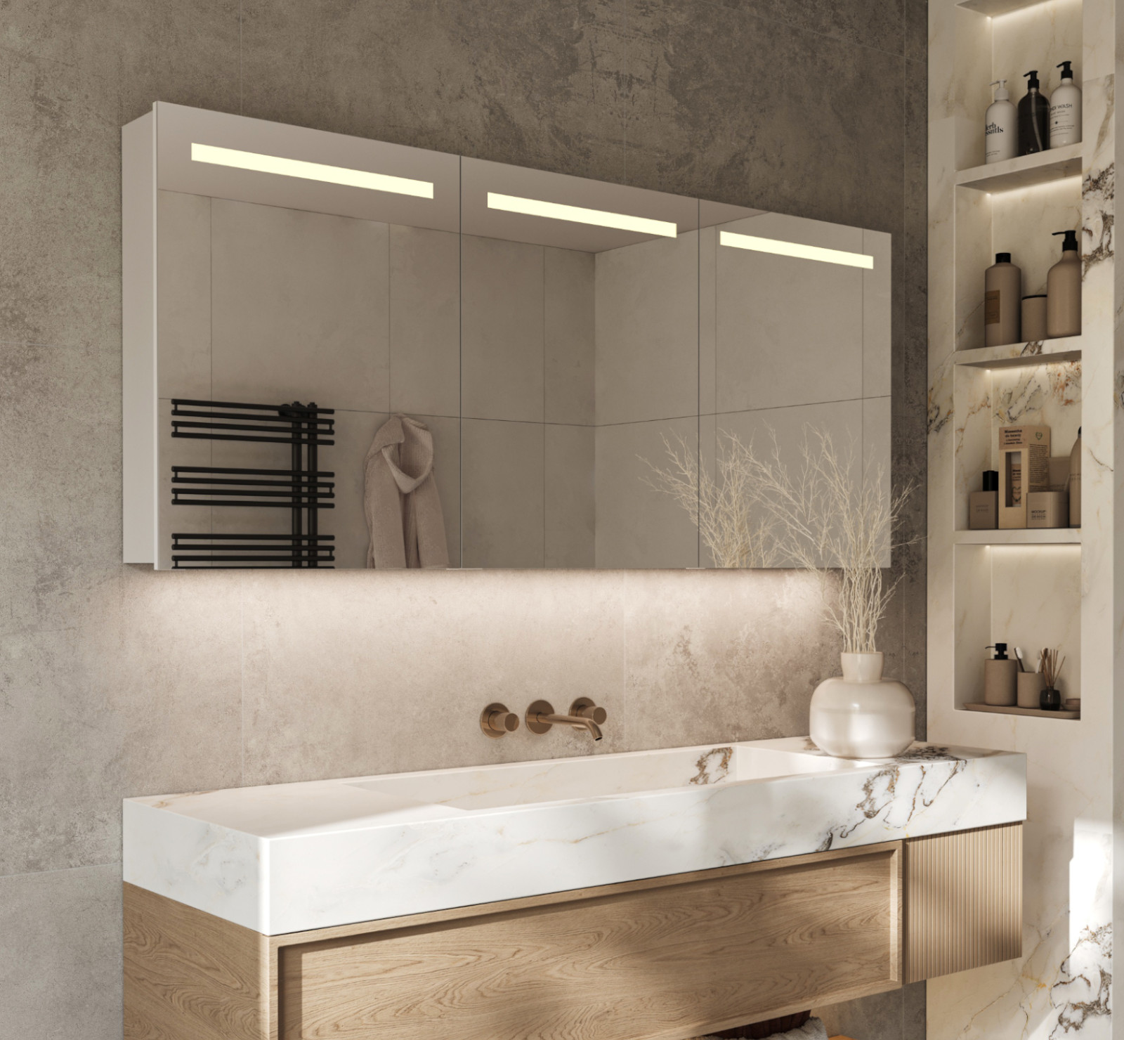 SensaHome Spiegelkast met LED-verlichting - Badkamerkast - 3 kleuren LED - 40x60cm