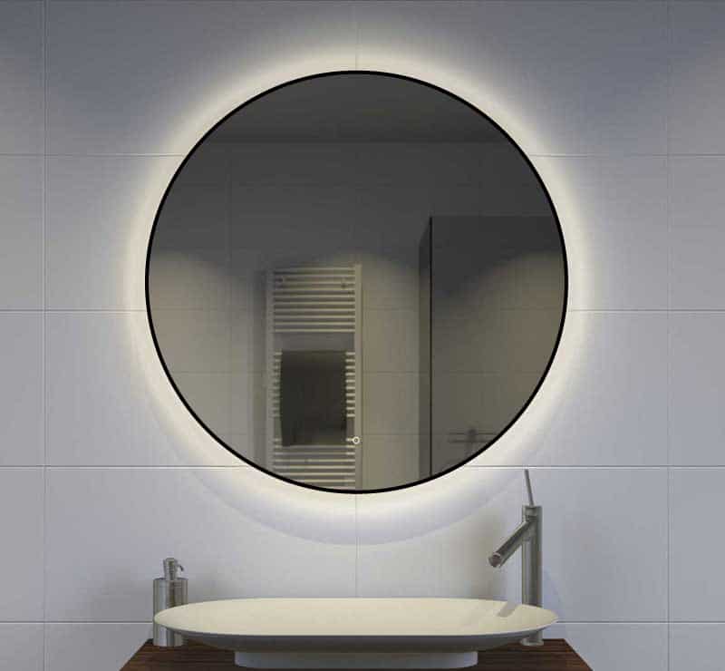 Stijlvol En Praktisch: Zwart Rond Badkamer Spiegel Met Verlichting