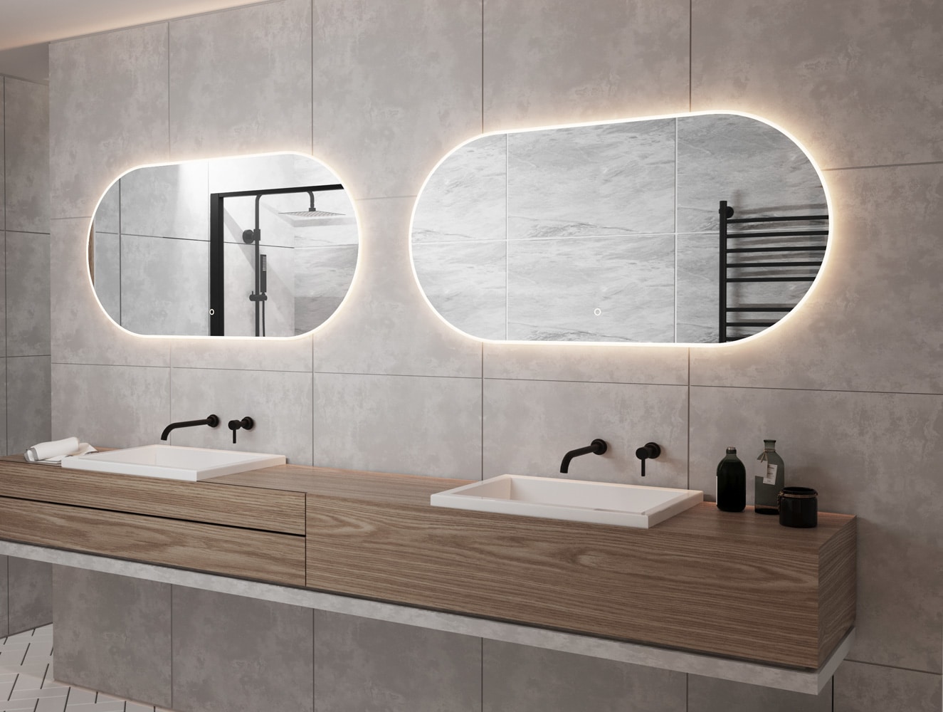 Ovalen badkamerspiegel met LED verlichting, verwarming, touch sensor en