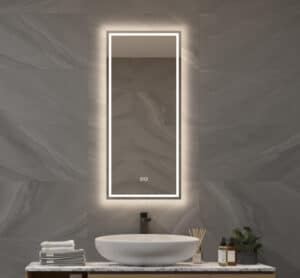 Design badkamer spiegel met verwarming en een hoge lichtopbrengst