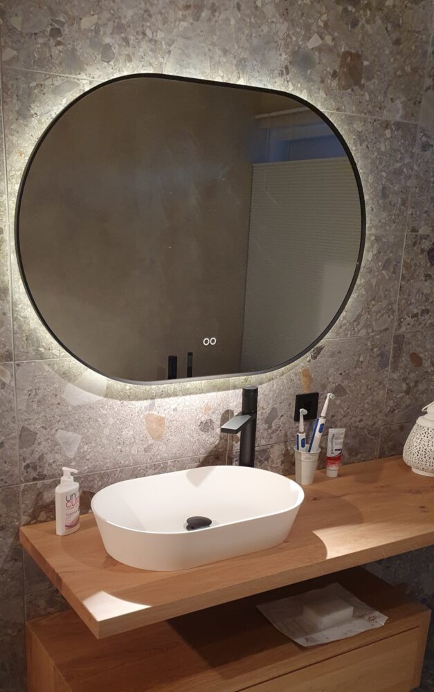 Ben Vita ovale spiegel met LED verlichting en anti-condens 60x120 cm Geborsteld RVS