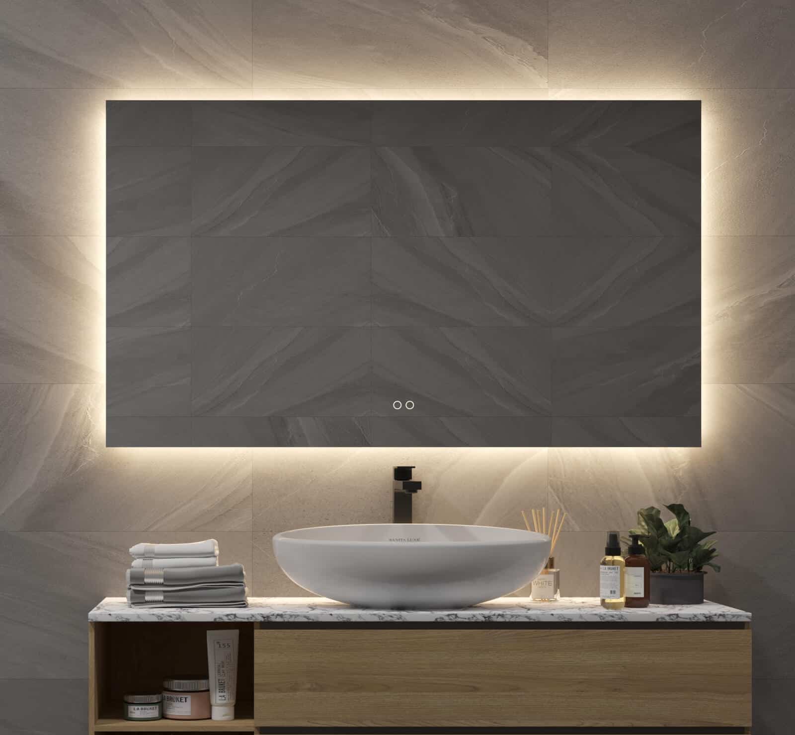 De controle krijgen Ironisch hoog Badkamerspiegel met indirecte verlichting, verwarming, instelbare lichtkleur en dimfunctie 120x70 cm - Designspiegels De controle krijgen Ironisch hoog Badkamerspiegel met indirecte verlichting, verwarming, instelbare lichtkleur en dimfunctie 120x70 cm - Designspiegels