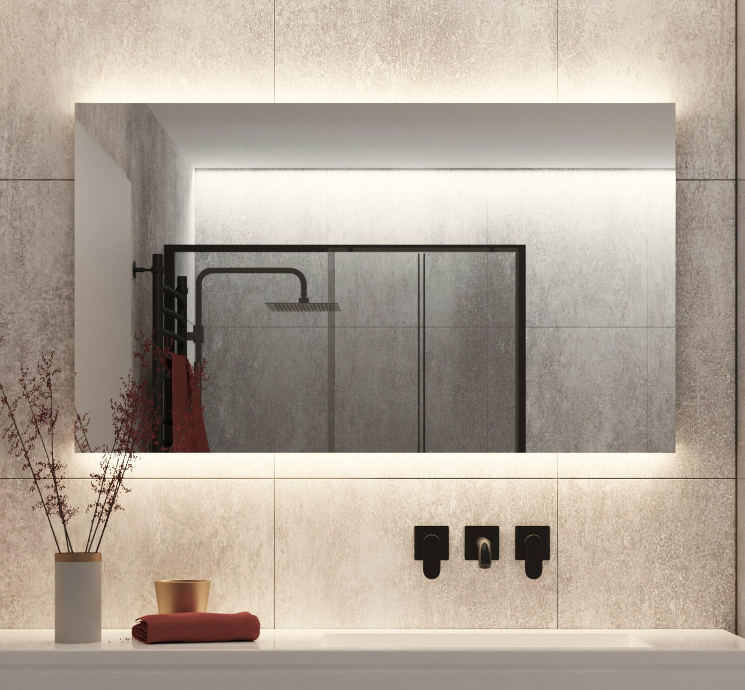 onderwerp nogmaals Mogelijk Badkamerspiegel met indirecte verlichting, verwarming, sensor en dimfunctie  120x60 cm - Designspiegels