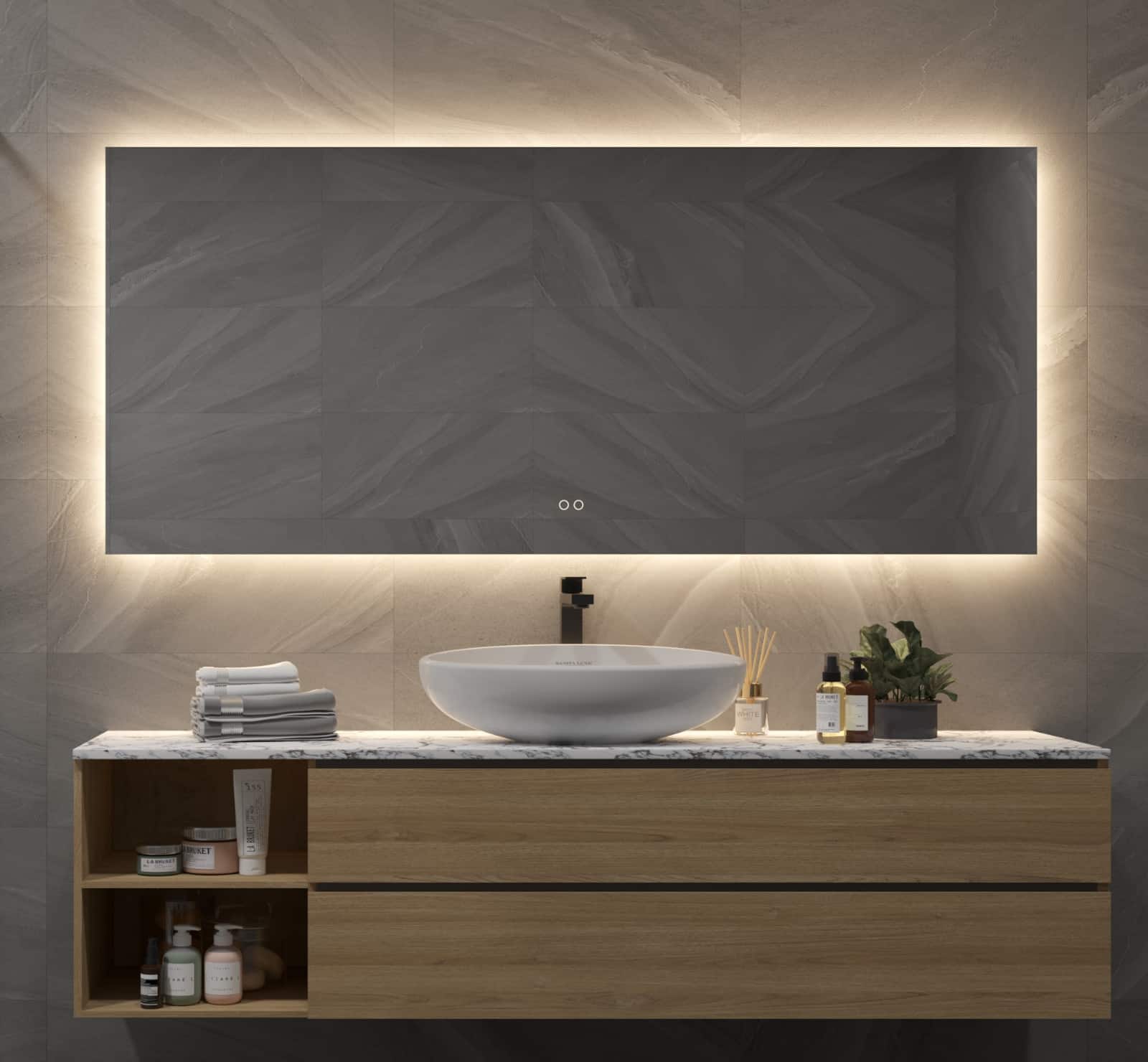 Badkamerspiegel LED met Boven en Onderverlichting 60x80 cm