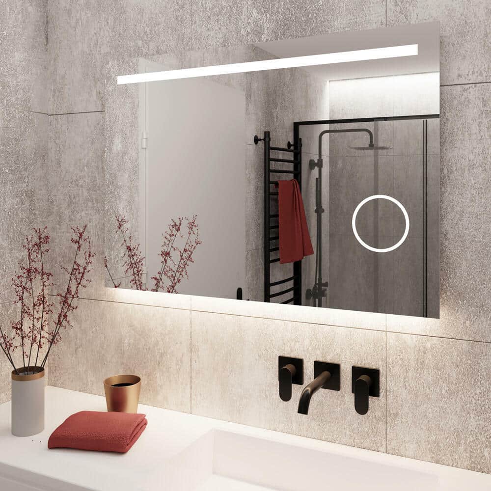 Atticus andere Overblijvend Badkamerspiegel met LED verlichting, verwarming, sensor, dimfunctie en  make-up spiegel 100x70 cm - Designspiegels