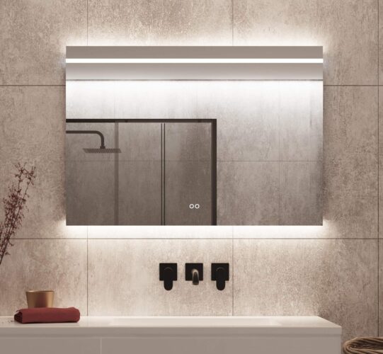 Designer badkamer spiegel met instelbare lichtkleur