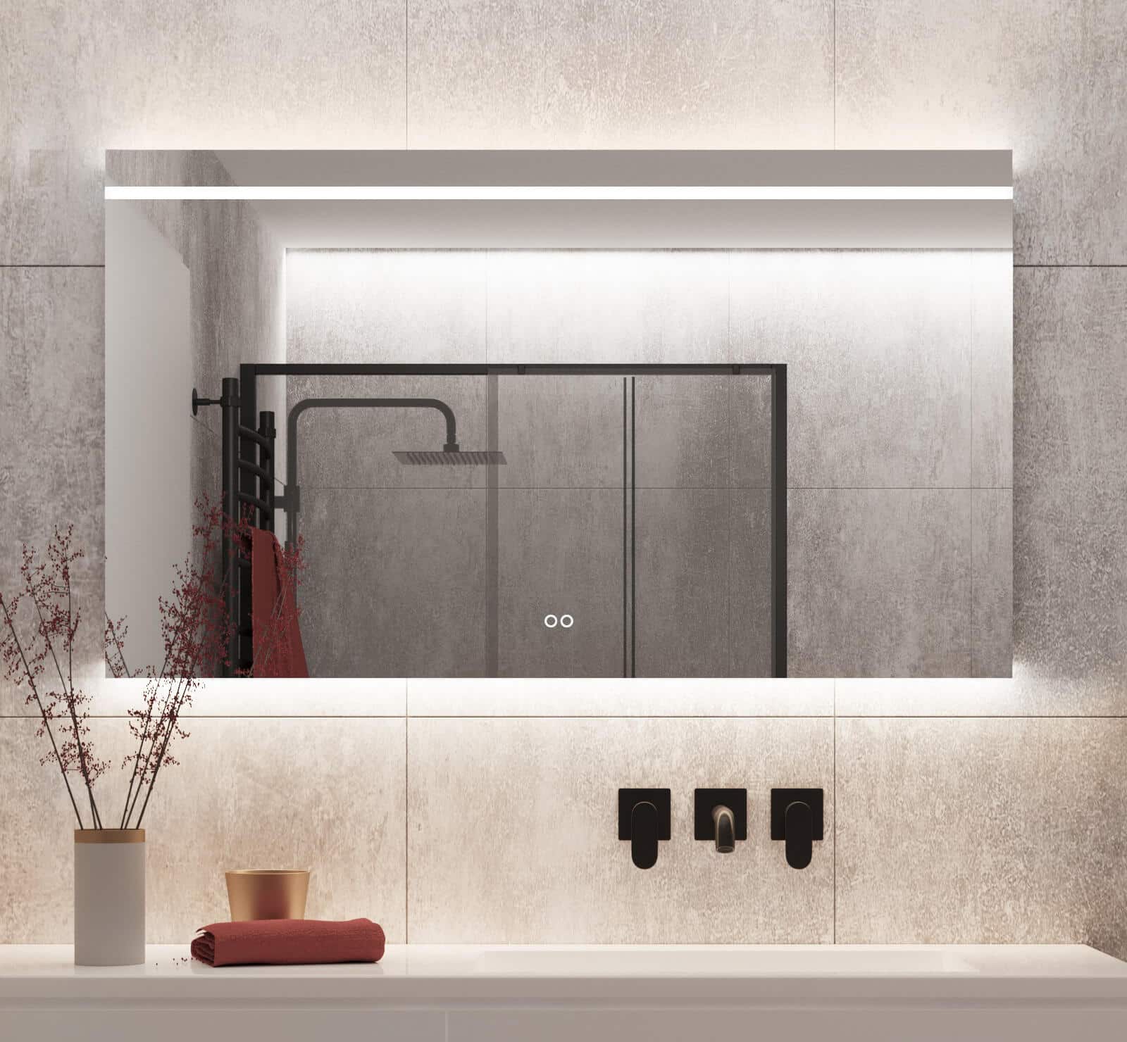 gevaarlijk De Alpen programma Badkamerspiegel met LED verlichting, verwarming, touch sensor en kleurenwissel 120x70 cm - Designspiegels gevaarlijk De Alpen programma Badkamerspiegel met LED verlichting, verwarming, touch sensor en kleurenwissel 120x70 cm - Designspiegels