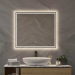Moderne badkamerspiegel met LED verlichting, verwarming, touch sensor en dimfunctie 100x70 cm