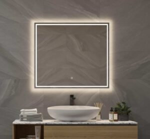 Moderne badkamerspiegel met LED verlichting, verwarming, touch sensor en dimfunctie 100x70 cm