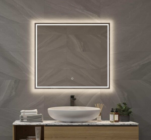Moderne badkamerspiegel met LED verlichting, verwarming, touch sensor en dimfunctie 100x70 cm
