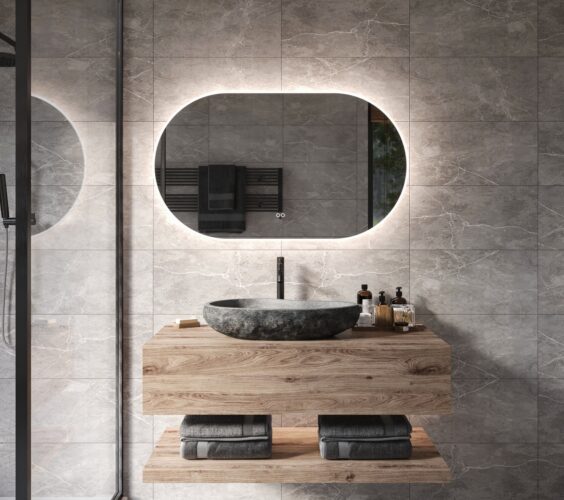 Deze ovalen badkamer spiegel is eenvoudig aan de wand te monteren met de bijgeleverde montage materialen