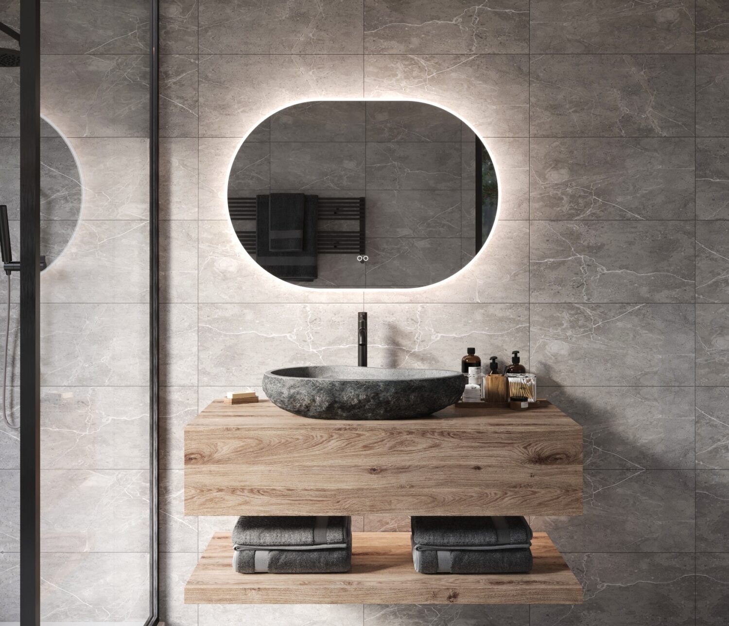 Deze ovalen badkamer spiegel is eenvoudig aan de wand te monteren met de bijgeleverde montage materialen