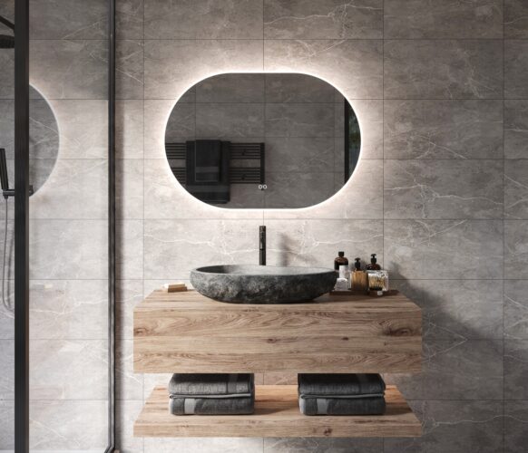 Deze ovalen badkamer spiegel is eenvoudig aan de wand te monteren met de bijgeleverde montage materialen
