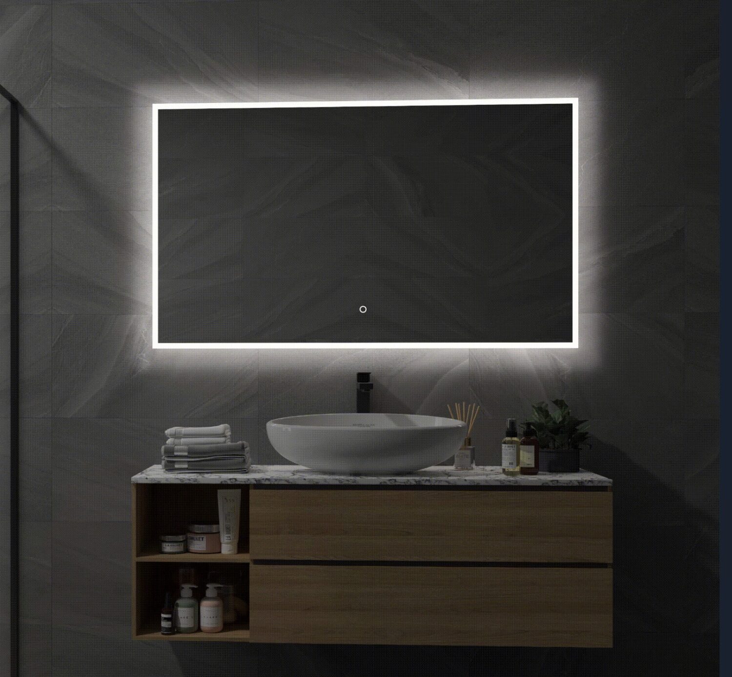Slimme smart spiegel voor in de badkamer met afstandsbediening en voice control