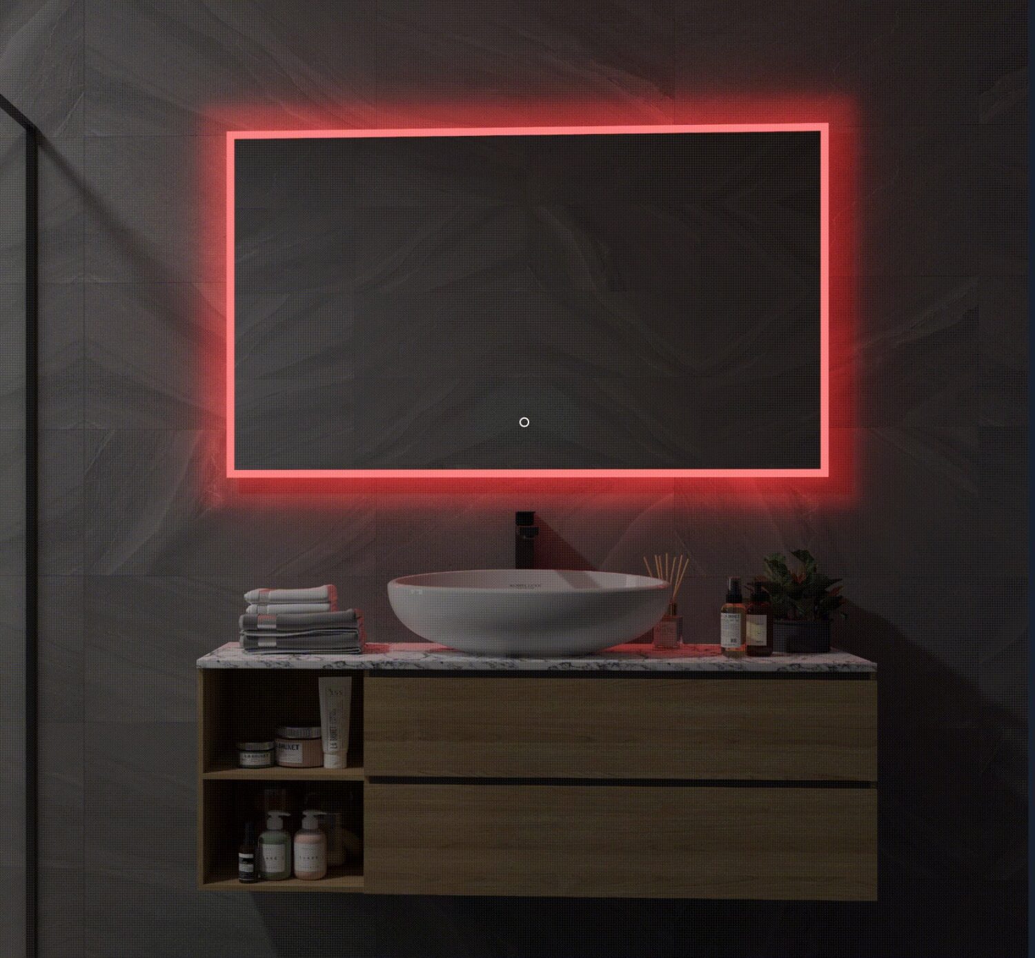 Slimme spiegel met RGB verwarming, touch sensor en afstandsbediening 120x70 cm - Designspiegels