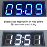 Optie digitale klok met datum aanduiding: verkrijgbaar met witte of blauwe cijfers.